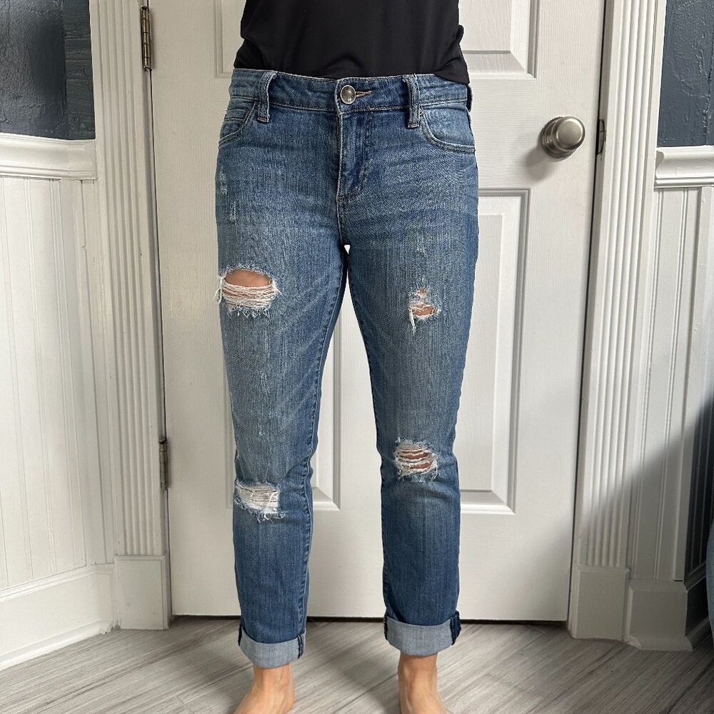 Kut from the Kloth Boyfriend Medium Wash Distressed Jeans